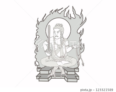 シンプルに描かれた不動明王 123321589