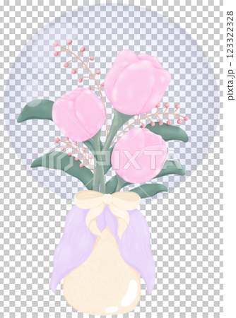 Bouquet of tulips in a glass jar 123322328