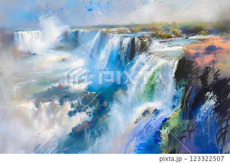 世界遺産 イグアスの滝 圧巻の迫力(パステル) 世界遺産 イグアスの滝 圧巻の迫力(パステル) 123322507