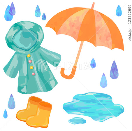 雨具のイラストセット ベクター素材 123322699