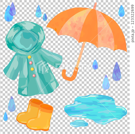 雨具のイラストセット ベクター素材 123322699