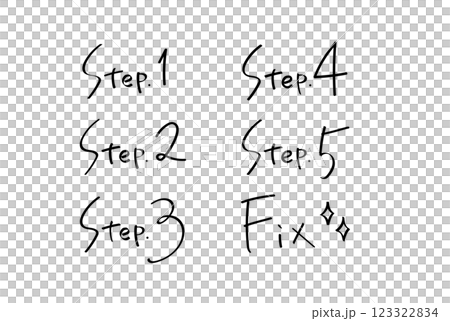 步驟標題粗糙的手寫，塗鴉風格圖示集 123322834