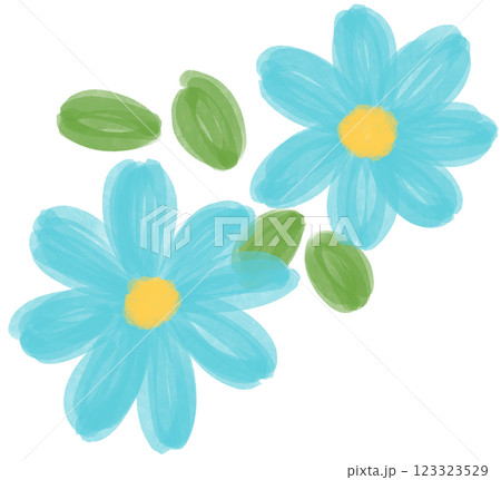 Illustration of a small Blue Daisy flower blooming Illustration of a small Blue Daisy flower blooming 123323529