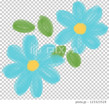 Illustration of a small Blue Daisy flower blooming Illustration of a small Blue Daisy flower blooming 123323529