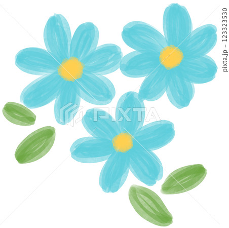 Illustration of a small Blue Daisy flower blooming Illustration of a small Blue Daisy flower blooming 123323530