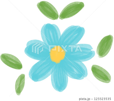 Illustration of a small Blue Daisy flower blooming Illustration of a small Blue Daisy flower blooming 123323535