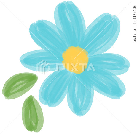Illustration of a small Blue Daisy flower blooming Illustration of a small Blue Daisy flower blooming 123323536