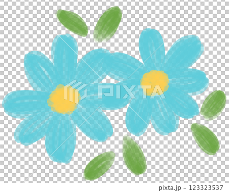 Illustration of a small Blue Daisy flower blooming Illustration of a small Blue Daisy flower blooming 123323537