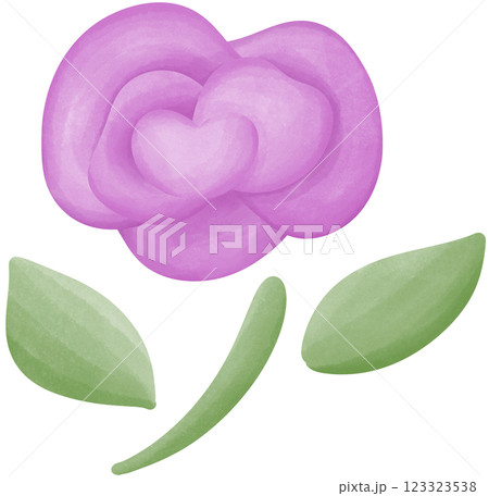 Illustration of a small purple rose blooming. 123323538