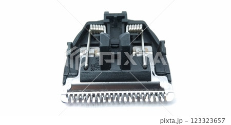 A picture of black trimmer blade on white background 123323657