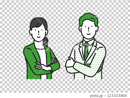 Men and women in suits with arms folded Men and women in suits with arms folded 123323860