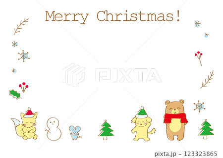 動物のゆる可愛いクリスマスカードのテンプレート 123323865