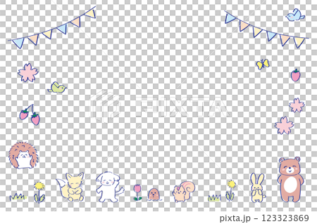 Cute spring animal frame - School entrance, kindergarten entrance, kindergarten graduation - Cute color scheme - Pastel Cute spring animal frame - School entrance, kindergarten entrance, kindergarten graduation - Cute color scheme - Pastel 123323869