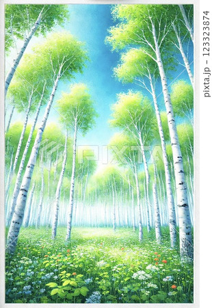夏・白樺の林 123323874