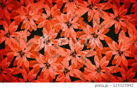 red  tropical leaves  pattern on black color   background 123323942