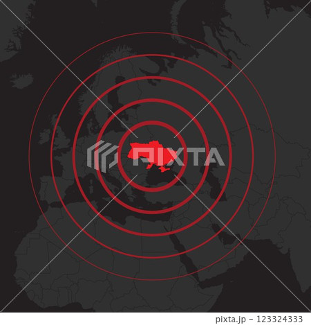 World map flat Ukrainian war epicenter 123324333