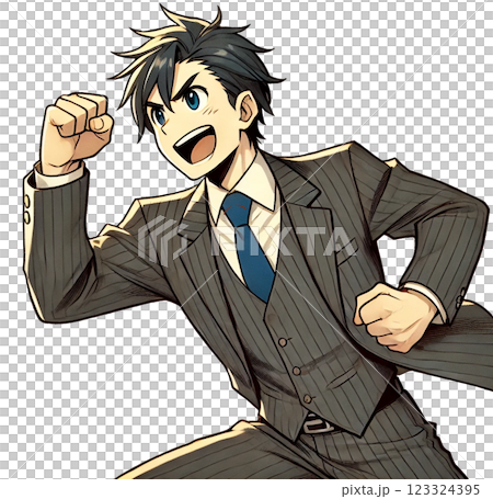  Businessman who plays guts pose 123324395