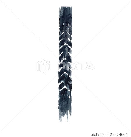 Wheel mark watercolor illustration. Motorbike tread. Hand drawn painting. Illustration isolated from the background. For motorcycle service, store design, create postcards on World Motorcycle Day 123324604