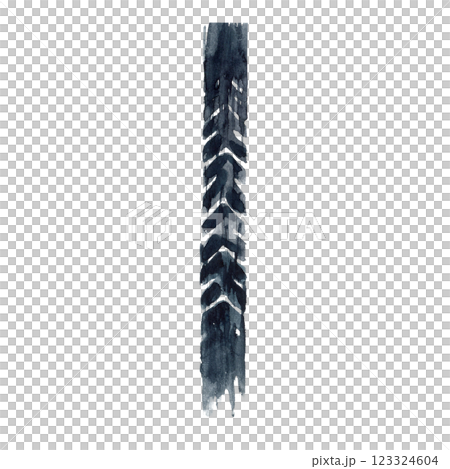 Wheel mark watercolor illustration. Motorbike tread. Hand drawn painting. Illustration isolated from the background. For motorcycle service, store design, create postcards on World Motorcycle Day 123324604