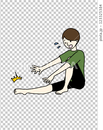 右の足が攣ってしまった人の絵 123325384