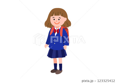 制服を着た女の子 イラスト 入学式 おめかし 制服を着た女の子 イラスト 入学式 おめかし 123325412