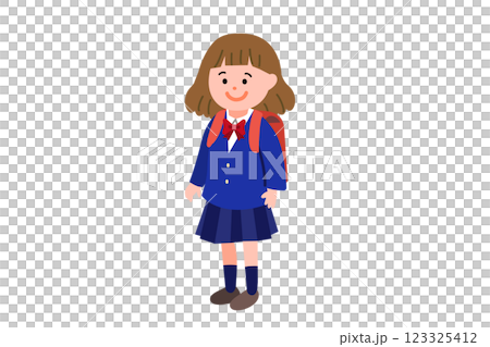 制服を着た女の子 イラスト 入学式 おめかし 制服を着た女の子 イラスト 入学式 おめかし 123325412