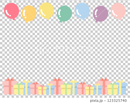 Balloons, presents, frame, illustration 123325740