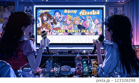 カラオケに興じている若者たち