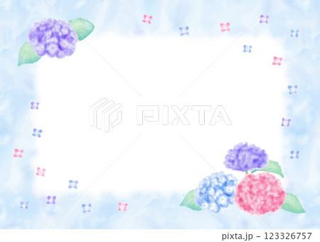 水彩風あじさいの水色メッセージカード 123326757