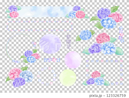 水彩風あじさいの飾り 123326759
