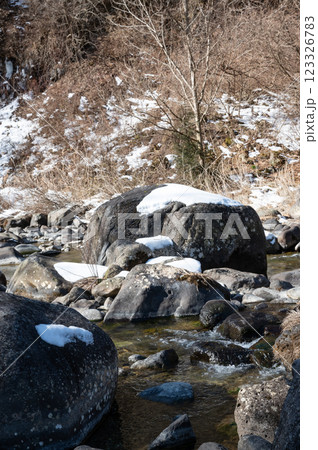 雪の積もった川 雪の積もった川 123326783