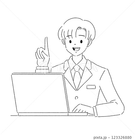 ノートパソコン 男性 線画 ノートパソコン 男性 線画 123326880