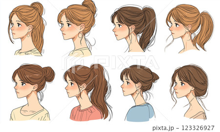 様々な女性の上半身イラスト 123326927