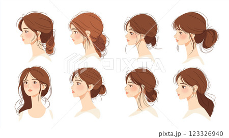 様々な女性の上半身イラスト 様々な女性の上半身イラスト 123326940