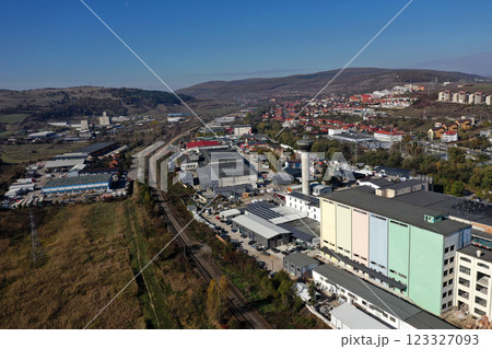 Aerial view of industrial zone and technology park buildings Aerial view of industrial zone and technology park buildings 123327093