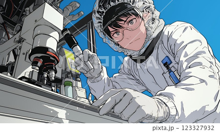 クリーンルームで作業中のエンジニア