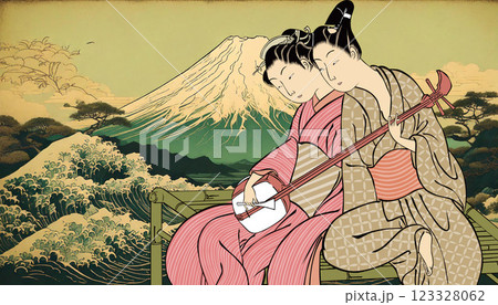 演奏する男女 123328062