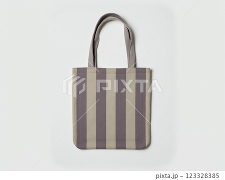 Stylish tote bag with alternating stripes in muted tones for everyday use and minimalistic fashion 123328385
