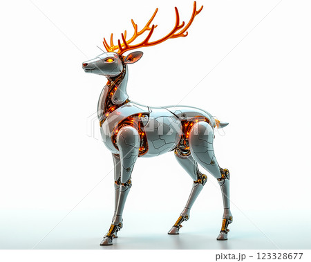 Robotic deer with glowing features stands gracefully in a futuristic design 123328677