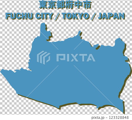 Vector illustration map of Fuchu city, Tokyo - Map of Japan - 123328848