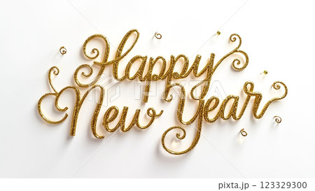 Celebration of the New Year with a festive gold glitter decoration showcasing positive spirit and joy 123329300