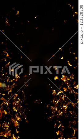 Gold Sheet Was Torn Into Pieces And Floated In The Air, 3D illustration Background for advertising and wallpaper in business and gold scene. 3D rendering in decorative concept. Gold Sheet Was Torn Into Pieces And Floated In The Air, 3D illustration Background for advertising and wallpaper in business and gold scene. 3D rendering in decorative concept. 123329509
