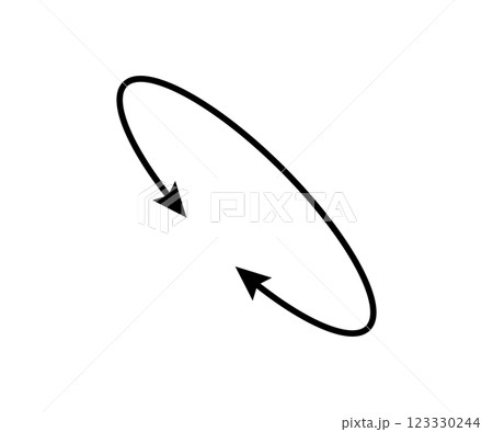 Oval circle double arrow icon. Ellipse orbit line arrow symbol. Oval circumference sign. Vector illustration isolated on white background 123330244