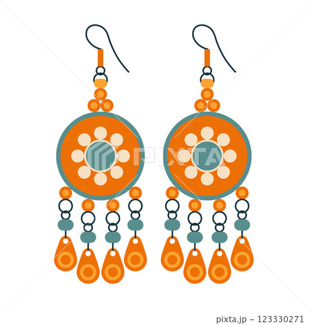 Oriental Earrings Icon in Flat Design Oriental Earrings Icon in Flat Design 123330271