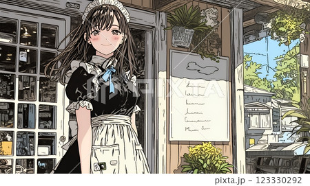 メード姿の若い女性