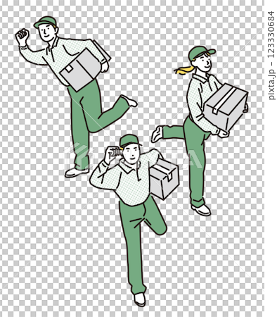 男女送貨人員的簡單插圖集 男女送貨人員的簡單插圖集 123330684