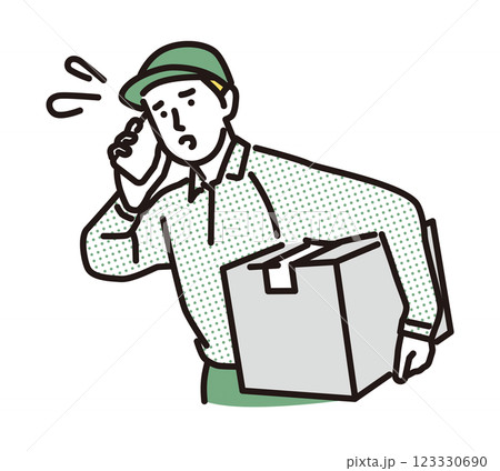 シンプル イラスト カスハラに困惑する配達員の男性 シンプル イラスト カスハラに困惑する配達員の男性 123330690