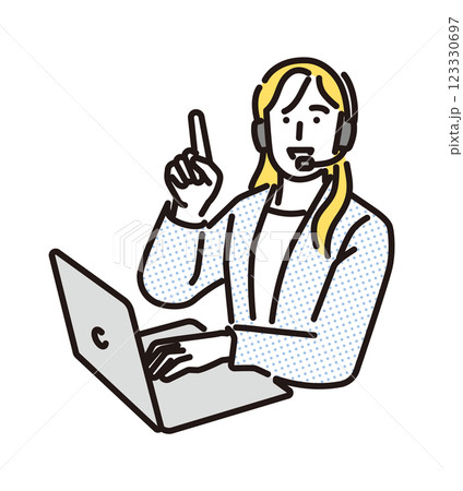 シンプル イラスト 上を指差すオペレーターの女性 シンプル イラスト 上を指差すオペレーターの女性 123330697