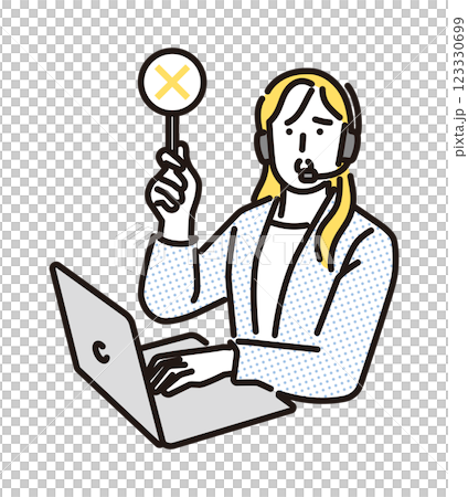 女操作員給予「X」手勢的簡單圖示 女操作員給予「X」手勢的簡單圖示 123330699