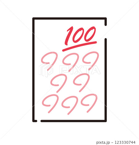 シンプル　イラスト　100点満点の答案用紙 123330744